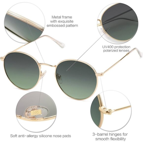 Polarized Sunglasses Women Men UV400 Round Vintage Shades Lightweight main image 5